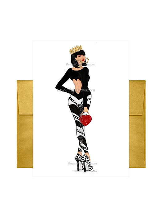 Multicultural, Ethnic, African American Greeting Card, Queen of Hearts