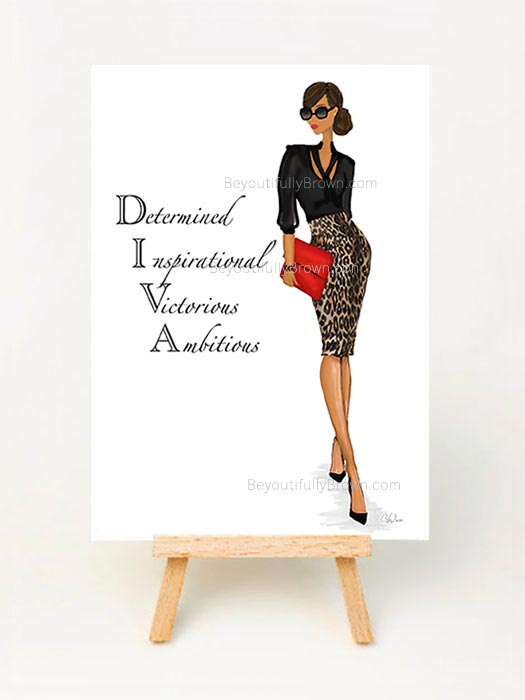 Multicultural, African American Black Inspirational DIVA Greeting Card