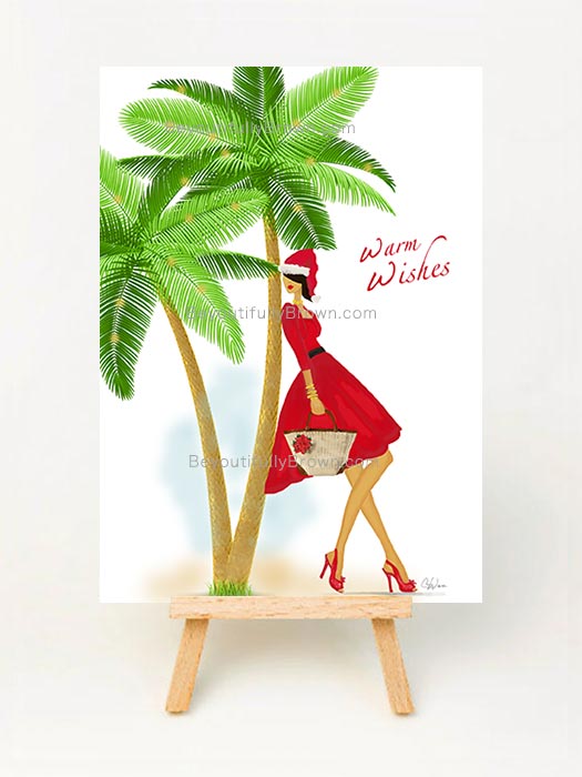 Warmest Wishes - Multicultural, African American Christmas Santa Card