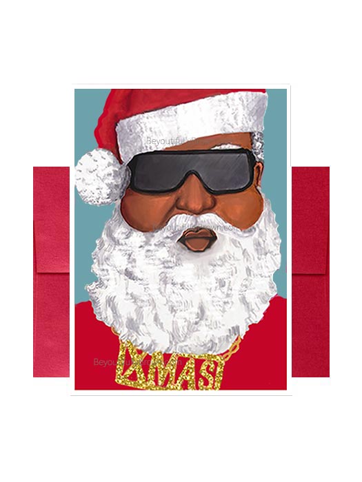 Xmas Santa - Multicultural, African American, Black Santa Card