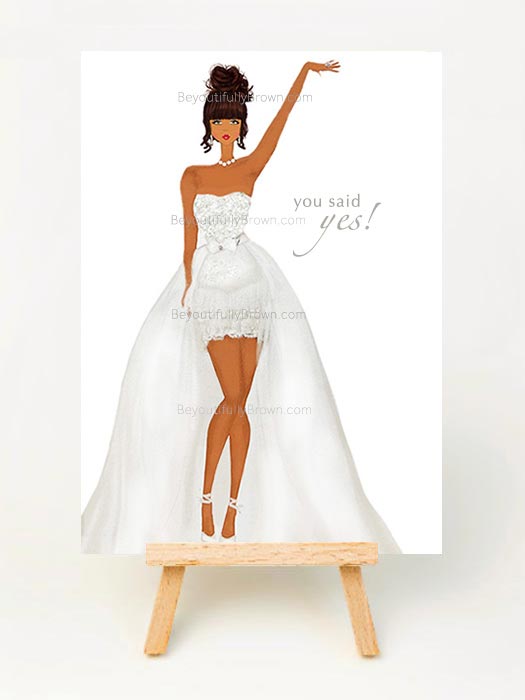 You Said Yes Bridal Wedding Greeting Card - African American, Black